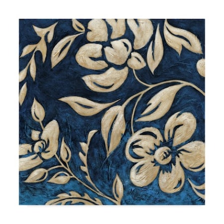 Chariklia Zarris 'Indigo And Cream Brocade I' Canvas Art,24x24